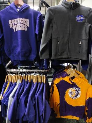 Spencer Tigers apparel and accessories for both adults and youth.