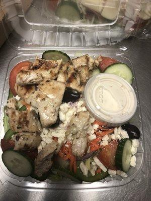 Greek salad with grilled chicken