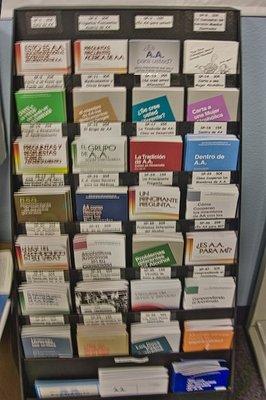 We stock a complete selection of A.A. pamphlets, including Spanish language versions.