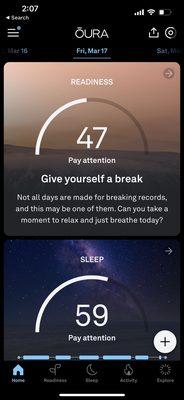 This is my readiness reading on my oura ring. You can see the benefits from the ice bath.