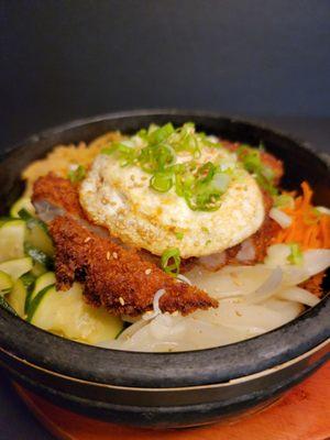 Dolsot Bibimbap with Tonkatsu Topping