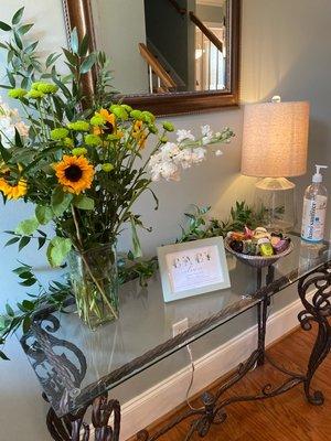 Another view of entryway table arrangement I made