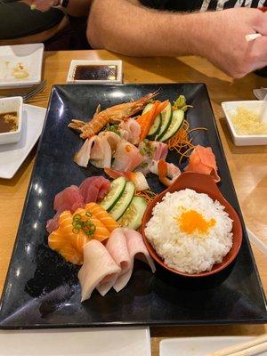 Assortment sushi with some eaten already