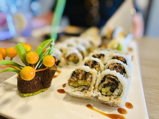 Unagi & Salmon skin Roll are our faves. Yum Yum Yum :)...