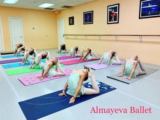 Stretching/Conditioning classes are an essential part of ALmayeva Ballet Academy curriculum