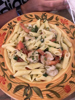 shrimp scampi with gluten-free penne