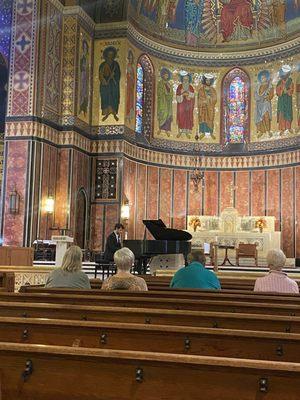 Sunday, 6 October 2024 -- inside the historic St. James Catholic Church for a piano performance by Jakob Aumiller (free)