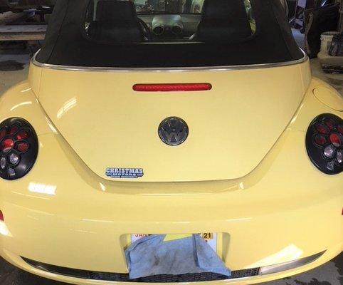 "My Beetle is Like New" says Happy Hansen Auto body Acton Customer