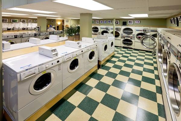 Single load machines - $3.00 a load - on the left, dryers on the right and in the back -$.25/10 mins.