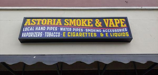 New sign for Astoria Smoke & Vape