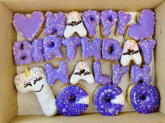 Unicorn birthday donuts