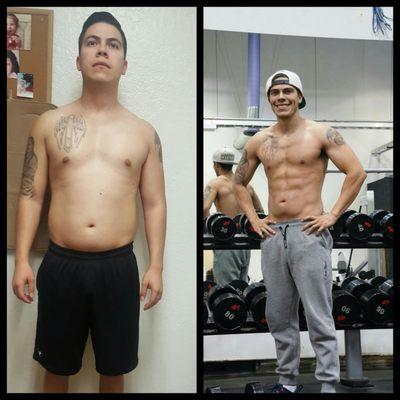 My personal transformation!  This was for my men's physique show. Here is an 8 week difference!