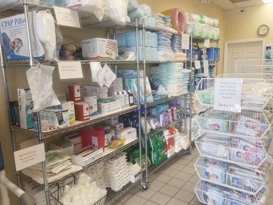 We offer a variety of baby diapers and adult incontinence supplies.  Need more than one size? You can make your own variety pack.