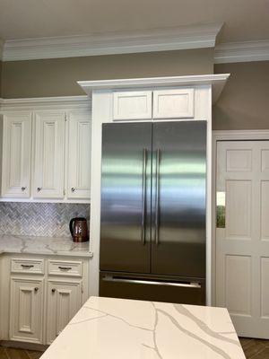 New refrigerator with custom cabinet