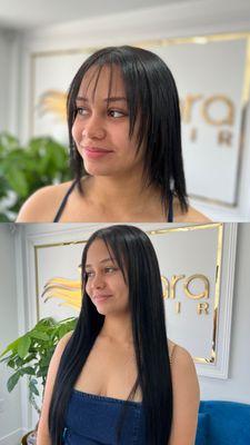 Cambio de cabello corto a largo con extensiones de cabello Natural 100%