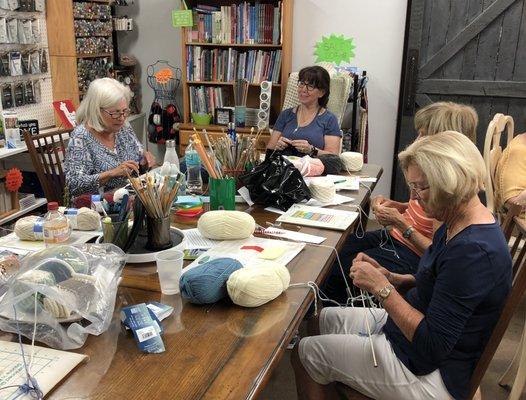 Sit 'n' Knit or Stay 'n' Crochet -  if we are open, feel free to sit around our table for a few minutes or all day!