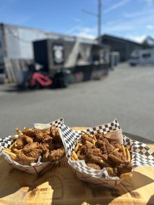 Halibut Basket with half a pound of local
Halibut breaded and deep fried with Cajun seasoned fries and tartar sauce