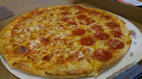 Large half cheese half pepperoni