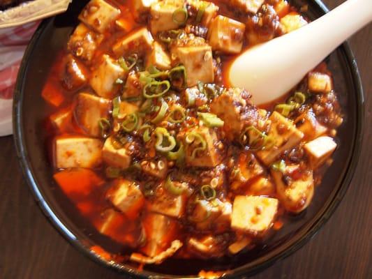 Mapo Tofu. Original Mapo Tofu must be from Sichuan. It must be very spicy with the numb sensation from Sichuan pepper corn.