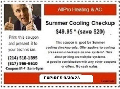 SPRING COOLING CHECKUP DISCOUNT COUPON. We check your air conditioning system for properly working correctly & advise of any problems