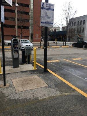 Notice how high the parking rate sign is?