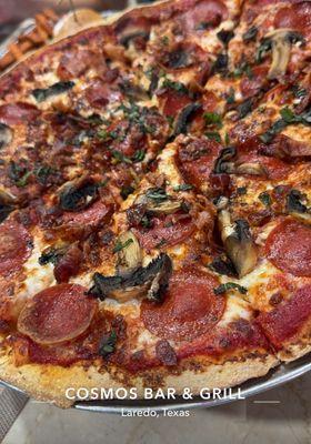 Pepperoni, mushrooms and bacon!