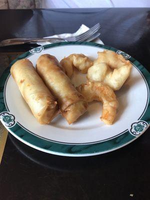 Egg Rolls and fried Shrimp