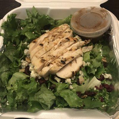 Chicken balsamic salad with walnuts, craisins and bleu cheese