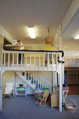 Ball tube drop in the loft play area is lots of fun!