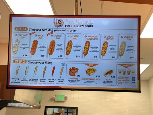 Two hands fresh corn dog menu 4.02.23