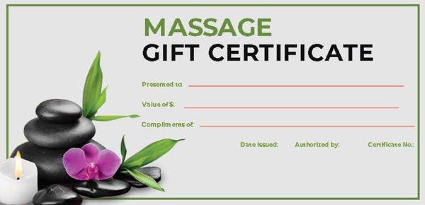 Gift certificates available for any amount.