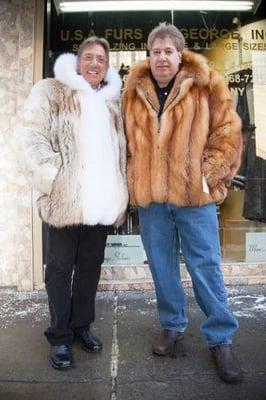 Joe Namath Coyote Bomber Jacket Fox Hood with Marc Kaufman red fox fur jacket
 http://www.kaufmanfurs.com/gallery/index.php?cat=15