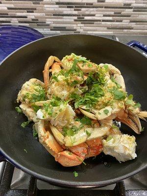 Dungeness crab with garlic chili butter