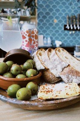 Olives + Bread and salt butter