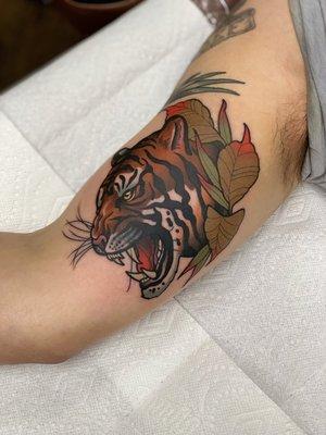 Bold tiger head by Katie McGowan