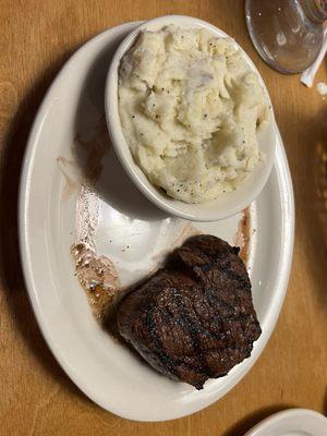 Sirloin and (not loaded) mashed potatoes