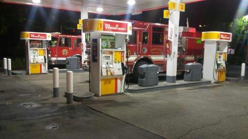 The local Fire Department refueling after a busy day.