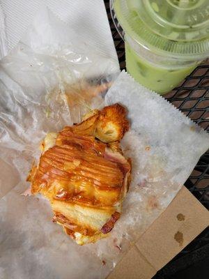 Louis breakfast sandwich and matcha latte. Delicious but croissant was a little greasy