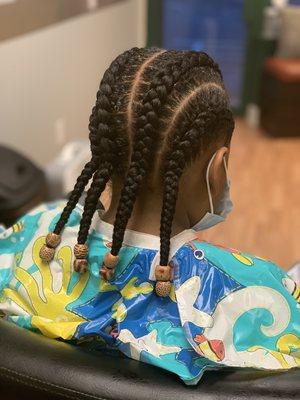 Kid's jumbo cornrows w/beads