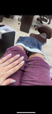 Getting pampered at the same time for mani and pedi