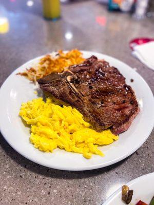 T bone steak breakfast