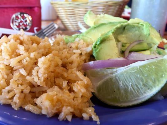 rice, lime, avocado