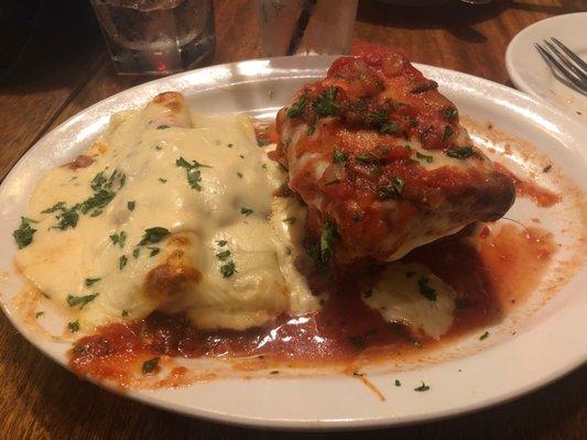 Manicotti & Eggplant Parmesan combination