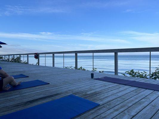 Setting up for yoga at The Lakeshore Resort