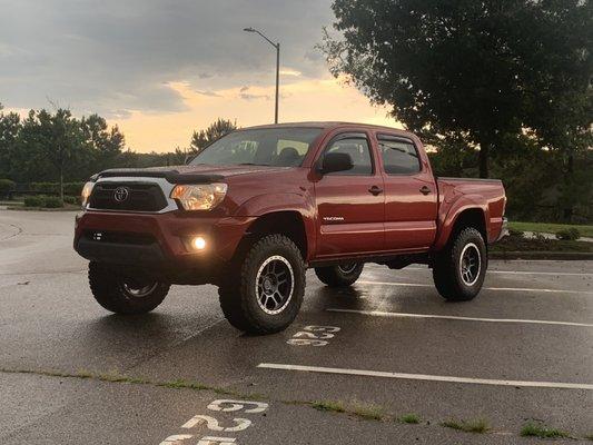 3 1/2 inch lift kit installed on this Tacoma.