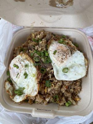 Beef fried rice and I asked for 2 fried eggs