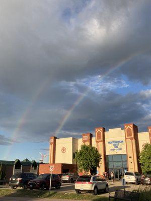 The med grill with a double rainbow... couldn't think of anything more inviting... can you?