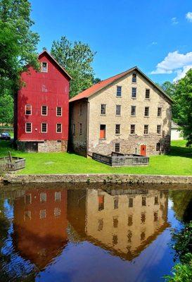 Prallsville Mills reflected in the creek