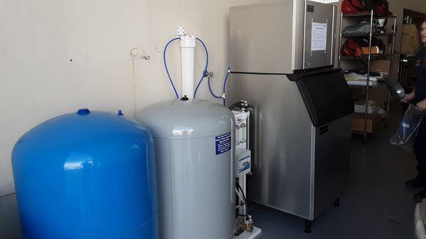 Holding tanks for commercial RO, ice machine installed by us as well, with an RO line ran into it.