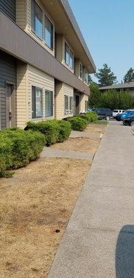 View of rooms facing parking lot.